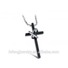 Vente chaude en acier inoxydable 316L noir rose or Croix amour pendentif pour les couples